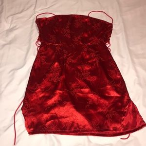 Red mini floral dress